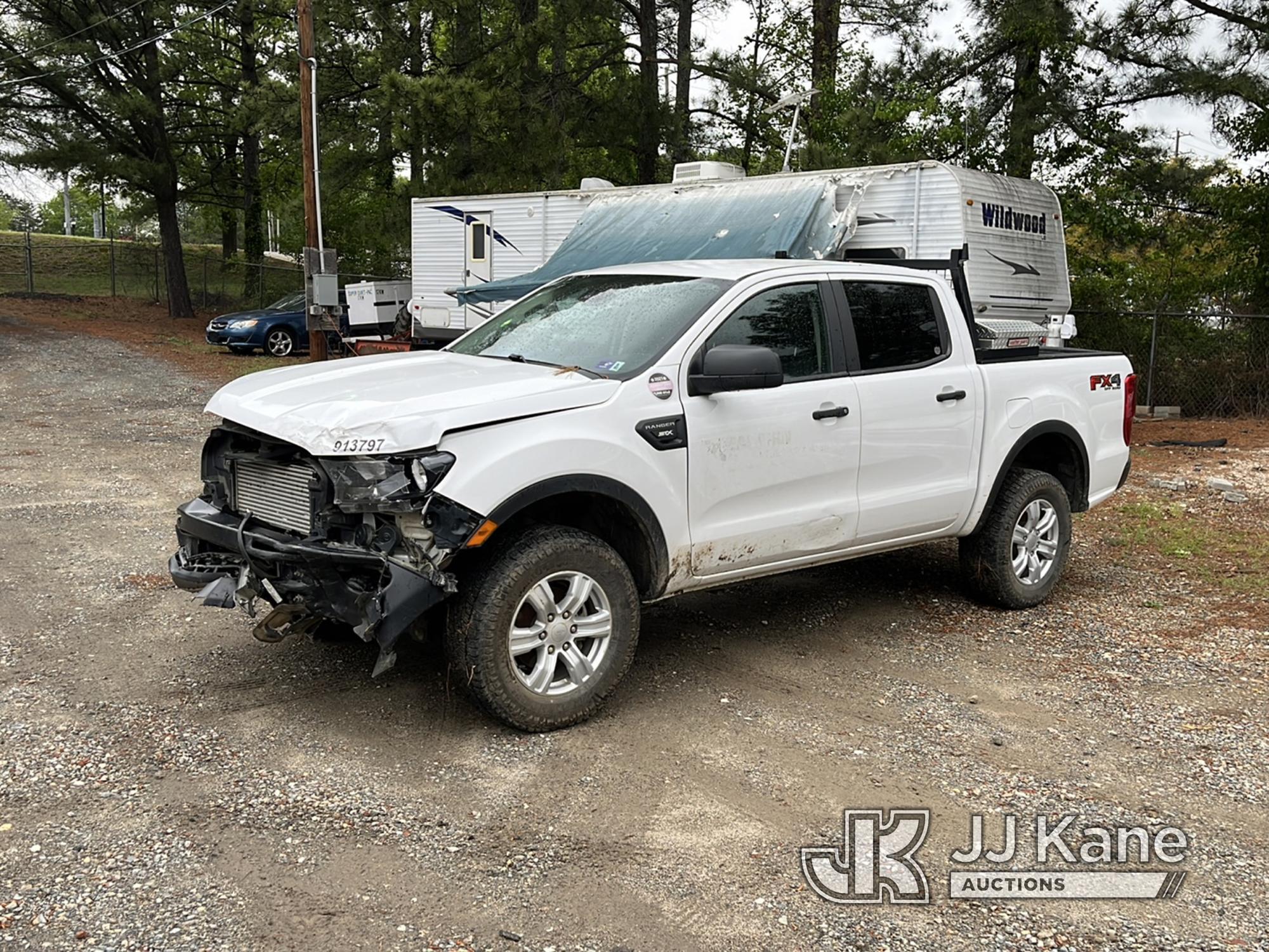 (Charlotte, NC) 2021 Ford Ranger 4x4 Crew-Cab Pickup Truck Runs & Moves) (Wrecked, Not Drivable, Che