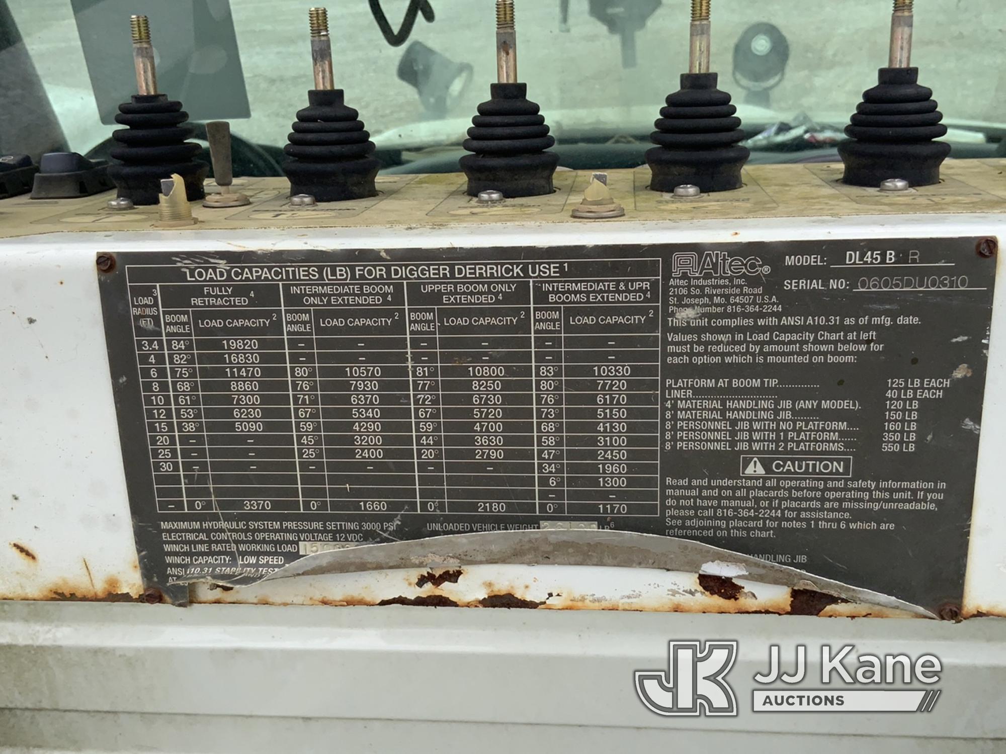 (Clay, KY) Altec DL45-BR, Digger Derrick rear mounted on 2006 International 4400 Utility Truck Not R