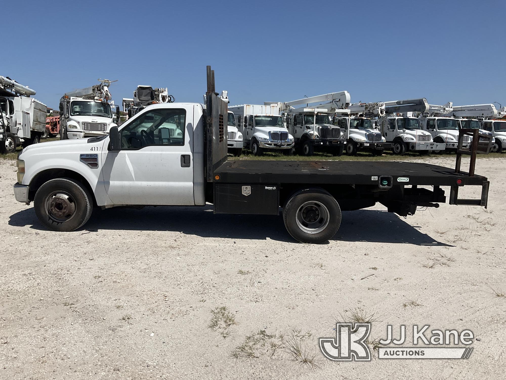 (Westlake, FL) 2008 Ford F350 Flatbed Truck Runs & Moves) (Jump to Start, Check Engine Light On, Bod