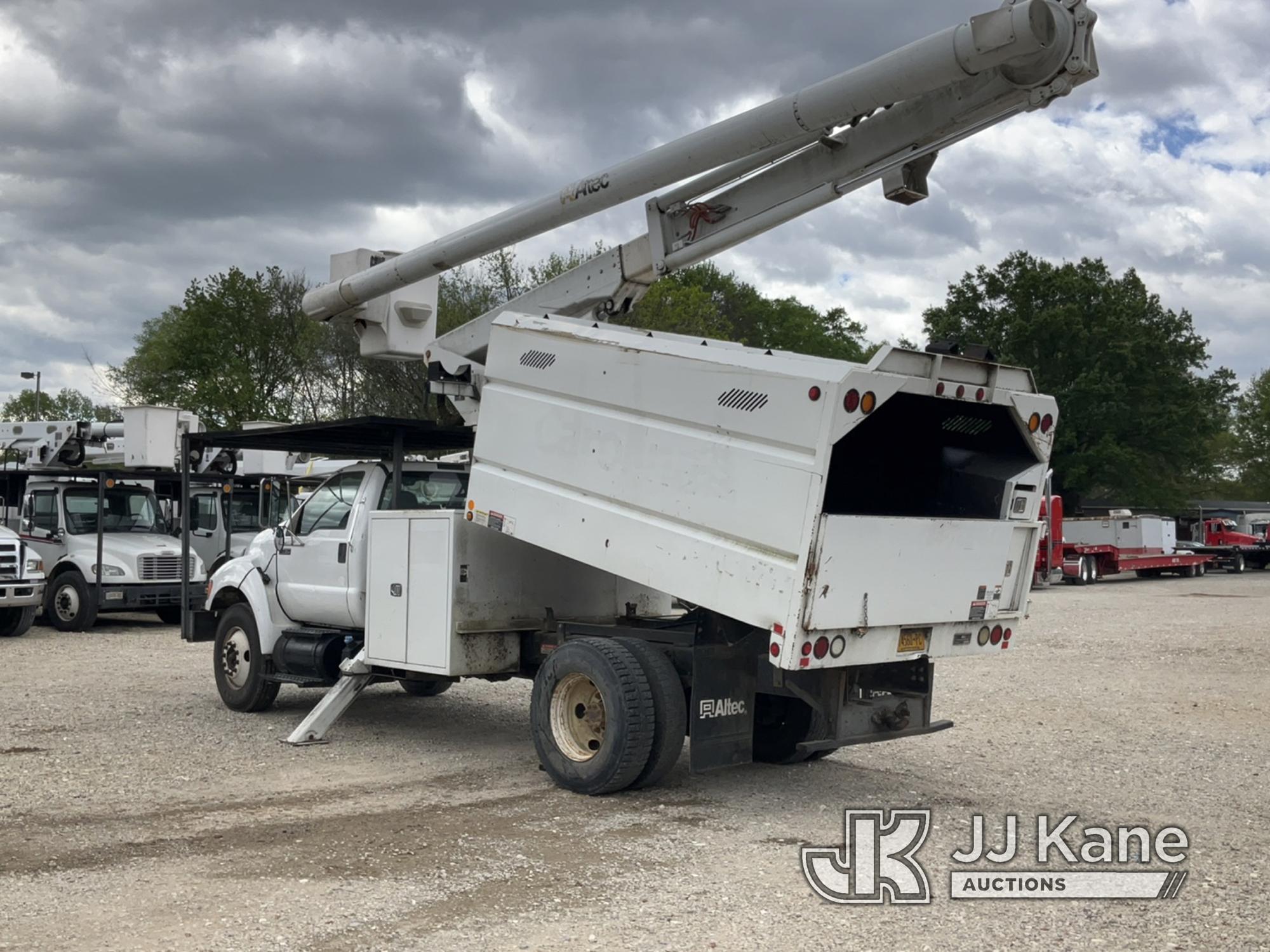 (Charlotte, NC) Altec LRV56, Over-Center Bucket Truck mounted behind cab on 2012 Ford F750 Chipper D