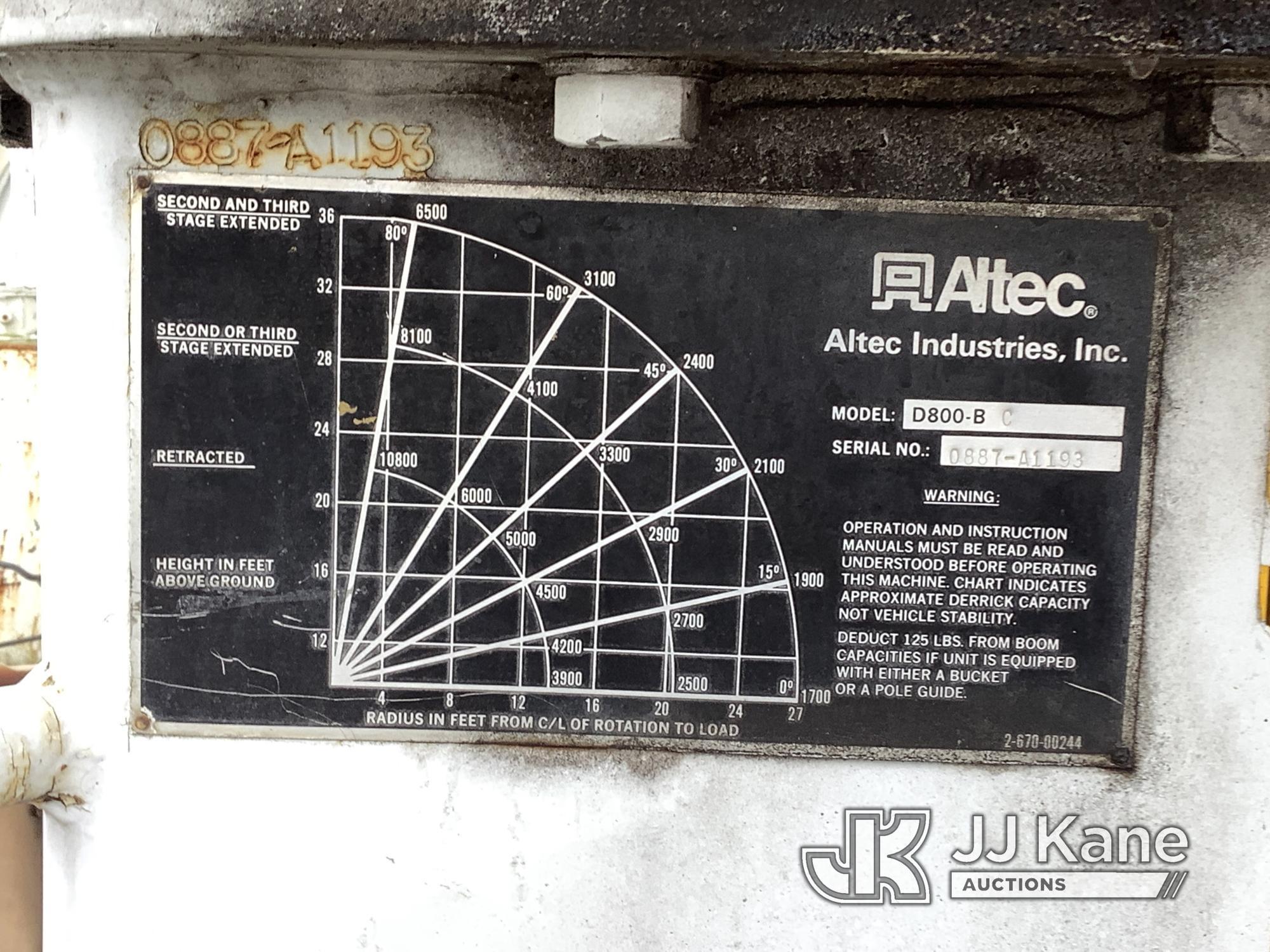 (Graysville, AL) Altec D800-BC, Digger Derrick rear mounted on 1986 Chevrolet C70 Flatbed/Utility Tr