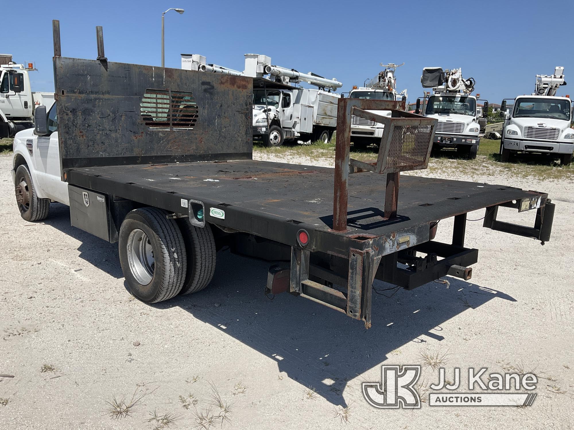 (Westlake, FL) 2008 Ford F350 Flatbed Truck Runs & Moves) (Jump to Start, Check Engine Light On, Bod