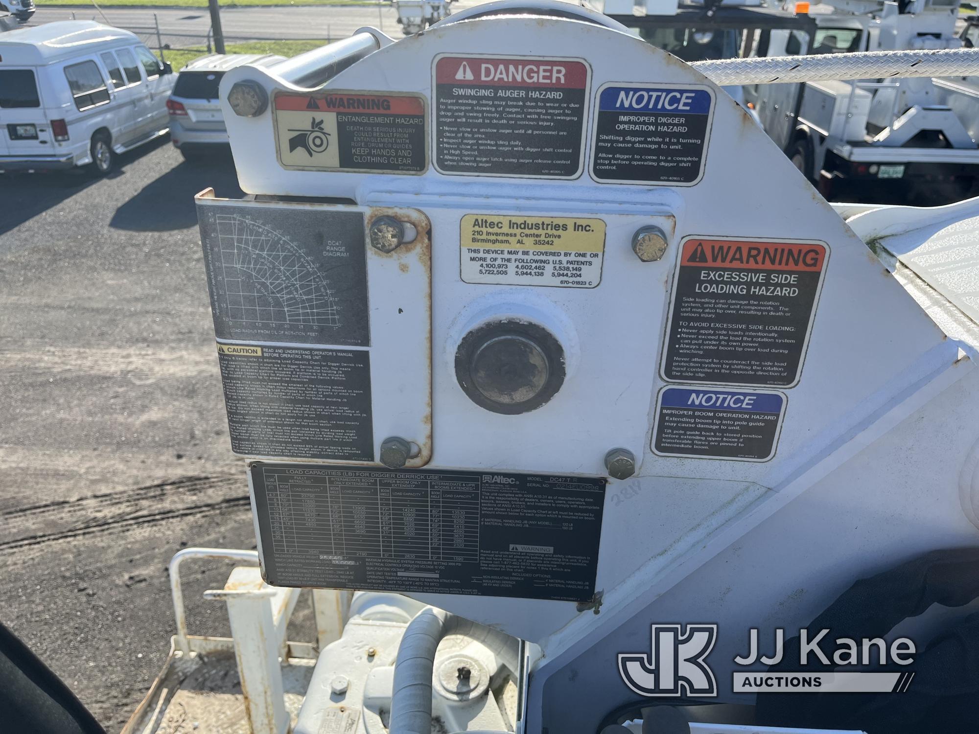 (Tampa, FL) Altec DC47-TR, Digger Derrick rear mounted on 2014 Freightliner M2 106 Utility Truck Run