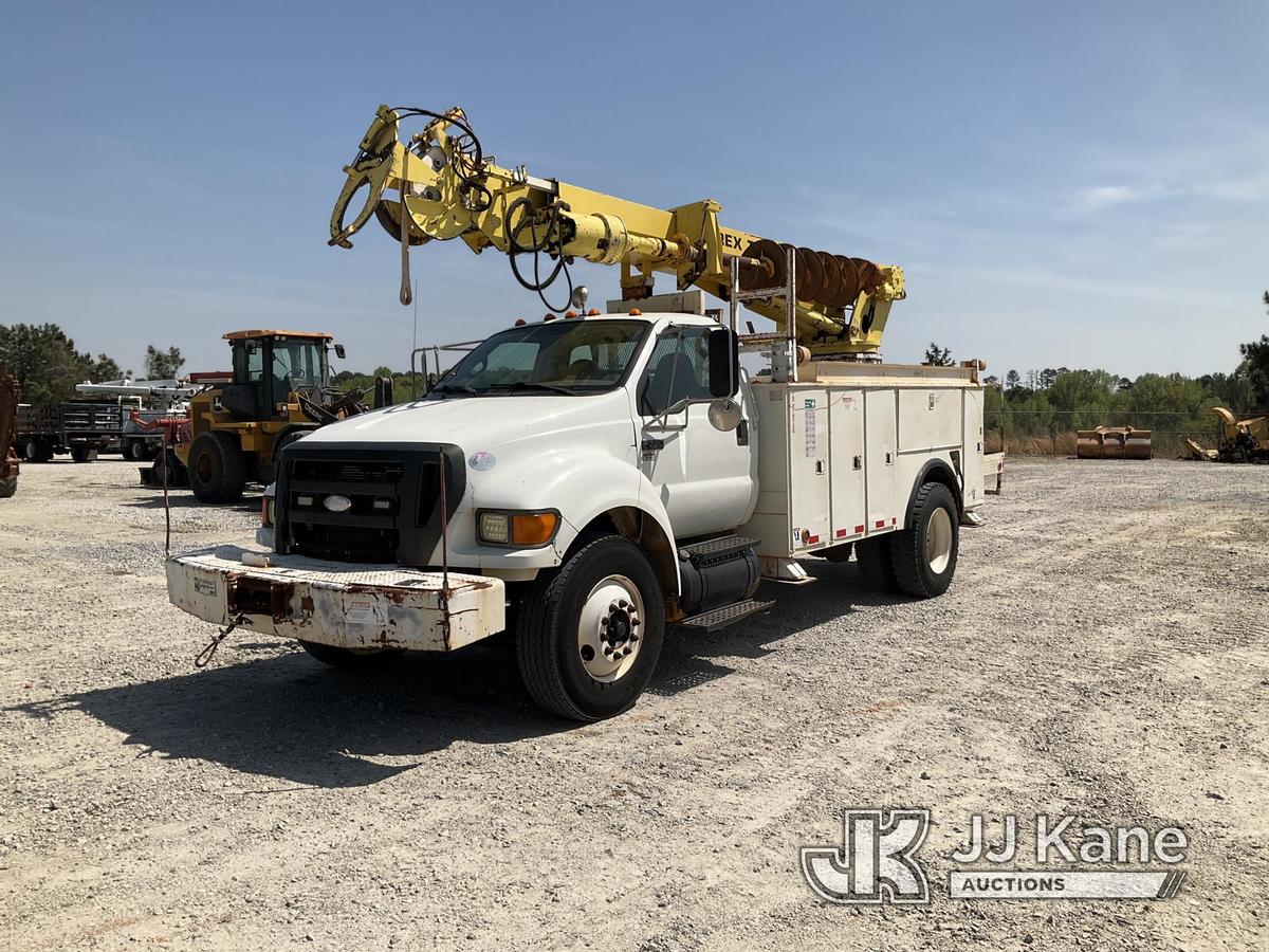 (Villa Rica, GA) Terex 4045, Digger Derrick rear mounted on 2009 Ford F-750 Utility Truck Runs & Mov