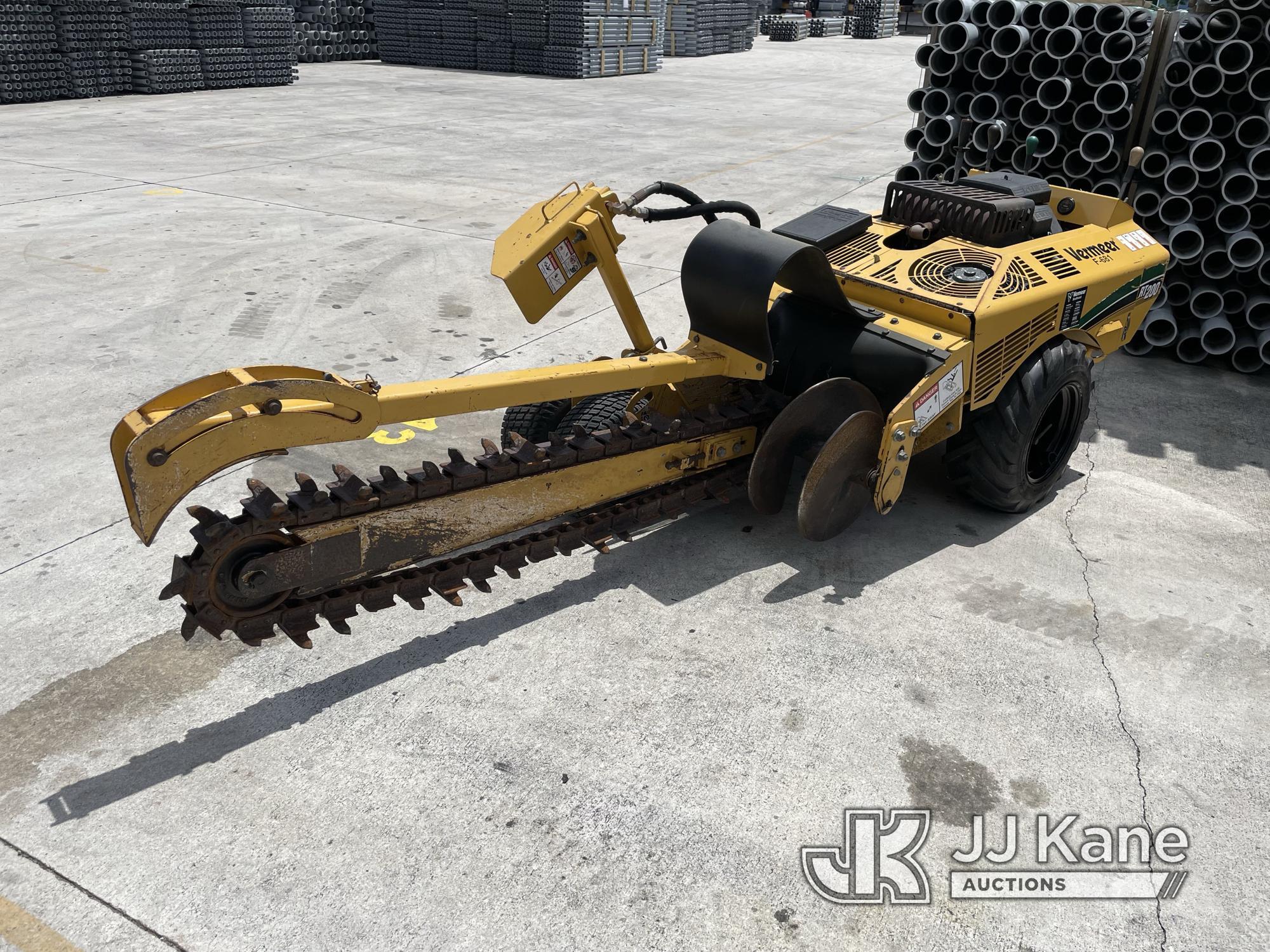 (Riviera Beach, FL) 2012 Vermeer RT200 Walk-Behind Rubber Tired Trencher Runs, Moves & Operates