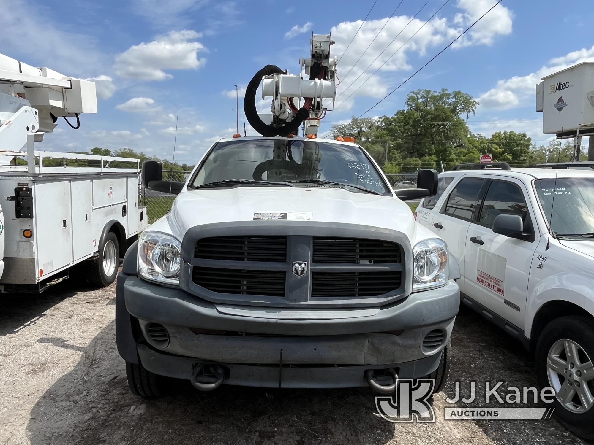 (Tampa, FL) Altec AT37G, Articulating & Telescopic Bucket Truck mounted behind cab on 2009 Dodge RAM