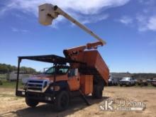 Altec LRV55, Over-Center Bucket Truck mounted behind cab on 2010 Ford F750 Chipper Dump Truck Runs, 