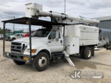 Altec LR756, Over-Center Bucket Truck mounted behind cab on 2012 Ford F750 Chipper Dump Truck Runs &