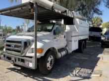 Altec LR756, Over-Center Bucket Truck mounted behind cab on 2013 Ford F750 Chipper Dump Truck Not Ru