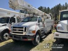 ALTEC AM55, Over-Center Material Handling Bucket Truck mounted behind cab on 2011 Ford F750 Utility 