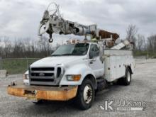 Terex C4047, Digger Derrick rear mounted on 2011 Ford F750 Utility Truck Runs & Moves) (Upper Unit R