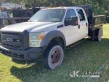 (Tampa, FL) 2012 Ford F450 Crew-Cab Flatbed Truck Runs Rough, Moves, Missing Air Breather, Battery L
