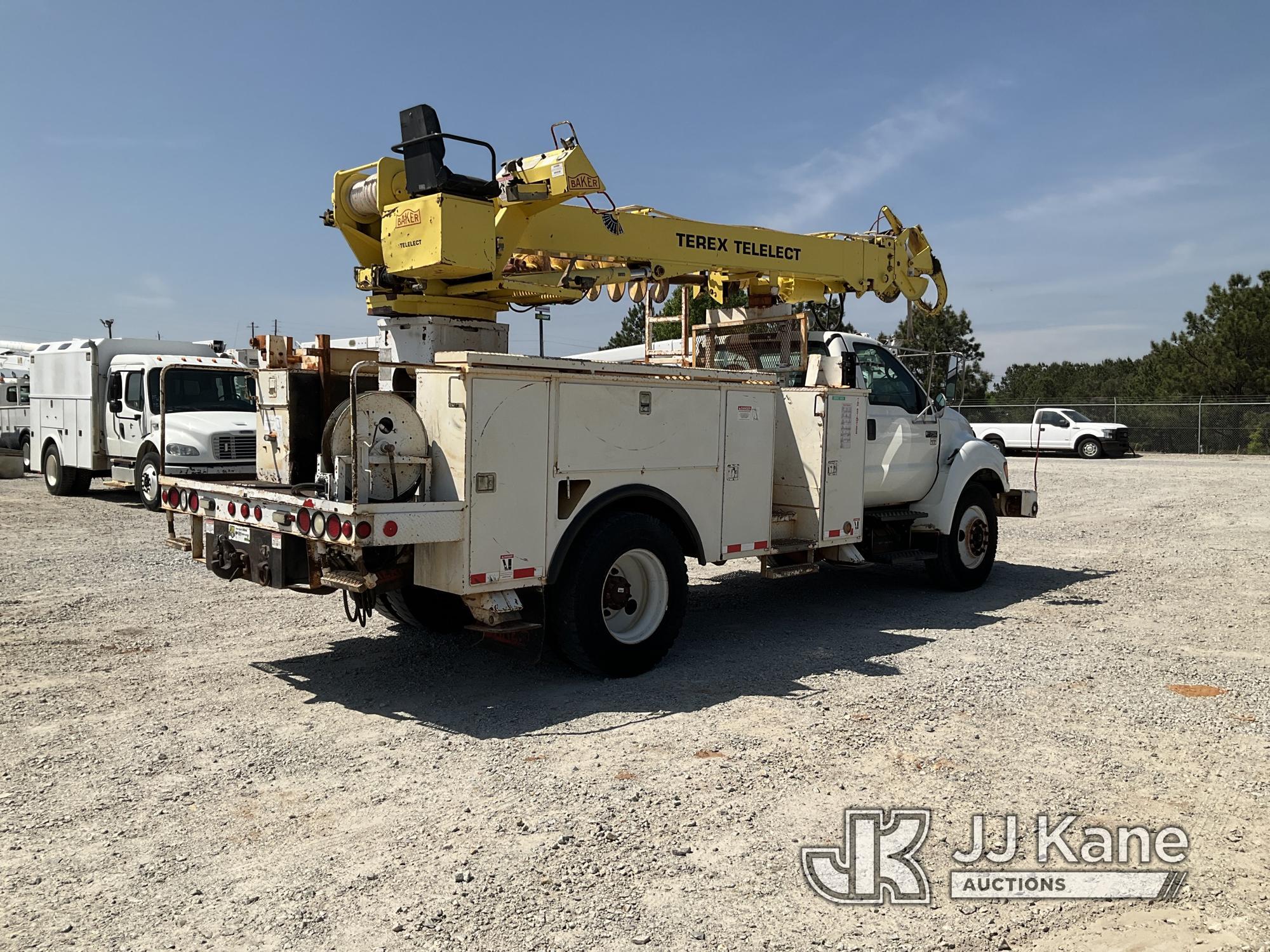 (Villa Rica, GA) Terex 4045, Digger Derrick rear mounted on 2009 Ford F-750 Utility Truck Runs & Mov