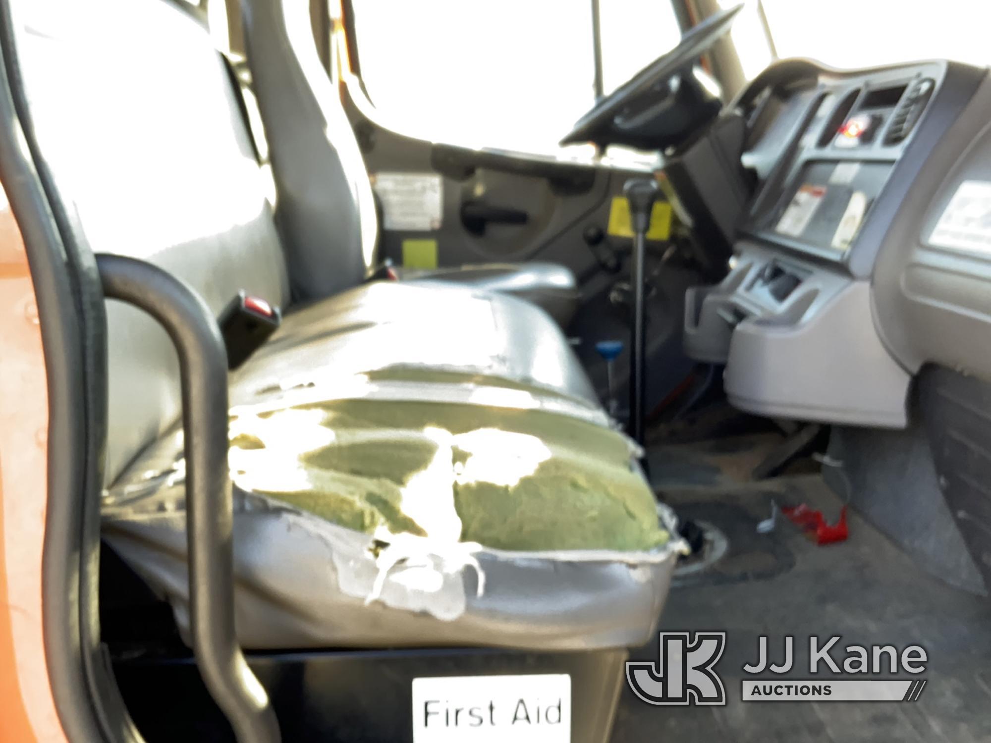 (Shelby, NC) Altec LRV57RM, Over-Center Bucket Truck rear mounted on 2011 Freightliner M2 106 Flatbe