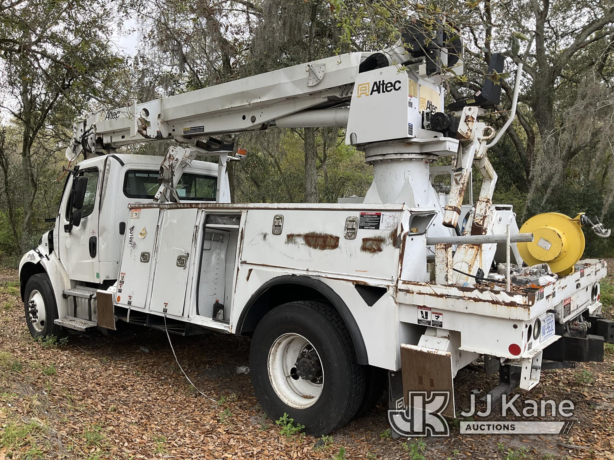 (Seffner, FL) Altec DM45B TR, Digger Derrick rear mounted on 2018 Freightliner M2 106 Utility Truck