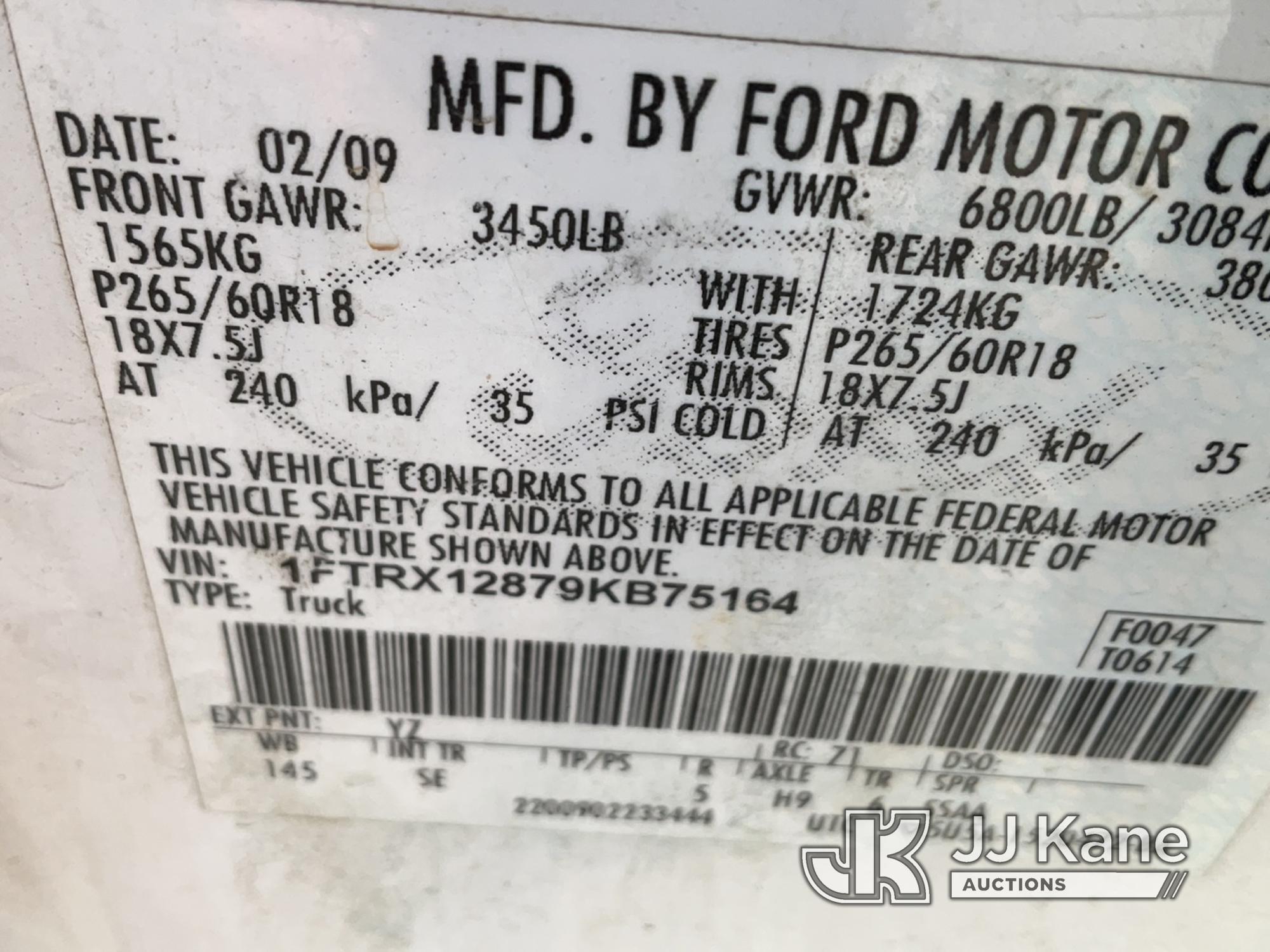 (Dixon, CA) 2011 Ford F150 4x4 Pickup Truck Runs & Moves, Engine Code P0155 O2 Heater, Key Broken, D