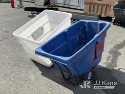 (Dixon, CA) Rubbermaid Tilt Truck & Dandux Laundry Cart (Worn Worn, Rubbermaid Bucket Missing Tire