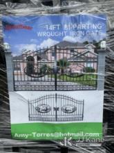 1 Set of 2023 Greatbear 14ft Bi-Parting Wrought Iron Gate with Deer Artwork (New/Unused) NOTE: This 