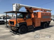 Altec LRV55, Over-Center Bucket Truck mounted behind cab on 2008 GMC C7500 Chipper Dump Truck Runs, 