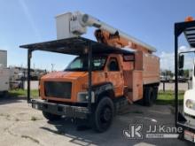 Altec LRV55, Over-Center Bucket Truck mounted behind cab on 2005 GMC C7500 Chipper Dump Truck Not Ru