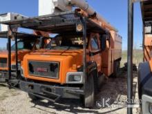 Altec LRV55, Over-Center Bucket Truck mounted behind cab on 2008 GMC C7500 Chipper Dump Truck Not Ru