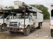 Altec LRV55, Over-Center Bucket Truck mounted behind cab on 2010 Ford F750 Chipper Dump Truck Condit