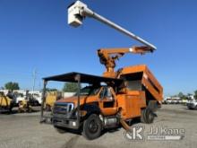 Altec LR760E70, Over-Center Elevator Bucket Truck mounted behind cab on 2013 Ford F750 Chipper Dump 