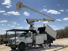 Altec LR760E70, Over-Center Elevator Bucket Truck mounted behind cab on 2013 Ford F750 Chipper Dump 