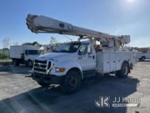 Altec AM55, Over-Center Material Handling Bucket Truck rear mounted on 2011 Ford F750 Utility Truck 