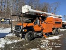 Altec LR760E70, Over-Center Elevator Bucket Truck mounted behind cab on 2013 Ford F750 Chipper Dump 