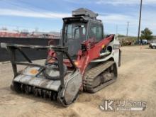 2019 Takeuchi TL12 Skid Steer Loader Runs, Moves, Loader Operates, Smoky Exhaust, Mulching Head Cond