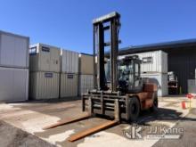 2011 Doosan D110S-5 Pneumatic Tired Forklift Runs, Moves & Operates) (Jump to Start (24V), Mismatch 