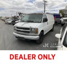 2000 Chevrolet Express 3500 Extended Cargo Van Runs & Moves, Check Engine Light On, Has Dent, Paint 