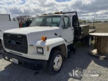 1991 Ford F600 Flatbed Truck Not Running, Condition Unknown