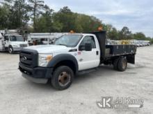 2013 Ford F450 Flatbed Truck Runs & Moves) (Check Engine Light On