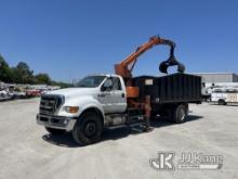 Petersen TL3, Grappleboom Crane mounted behind cab on 2015 Ford F750 Dump Debris Truck Runs, Moves, 