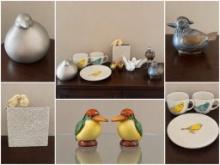 Birds of a Feather Decor Collection - Encaustic Art, Ceramics, Trinket Box, MCM Salt & Pepper & More
