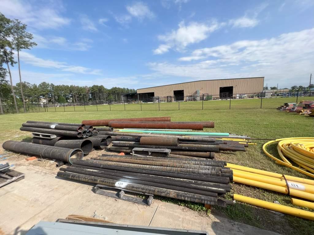 LARGE LOT OF ASSORTED SIZE COATED AND UNCOATED PIPE