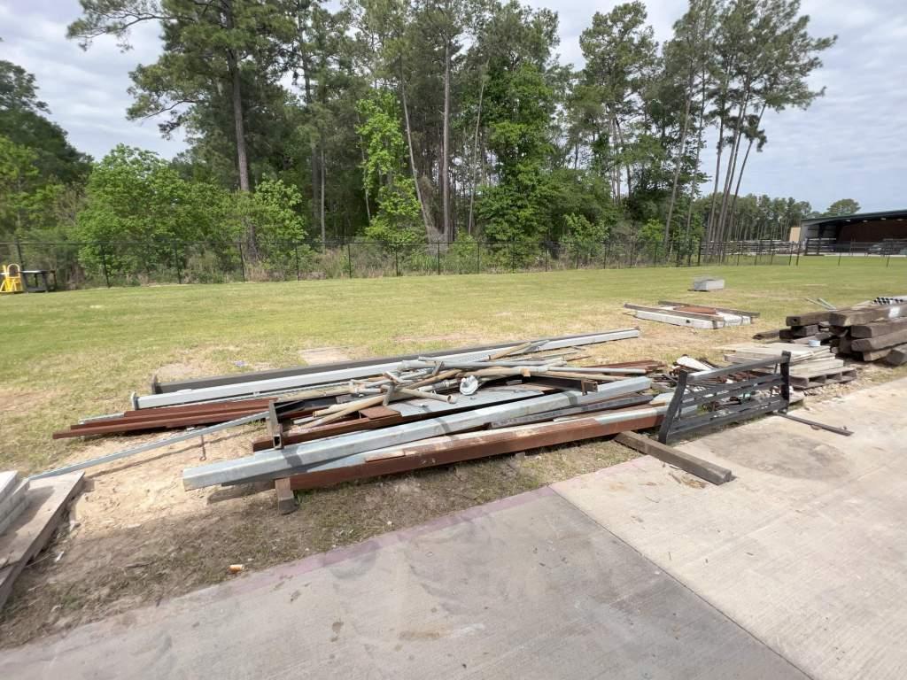 LOT OF MISCELLANEOUS SCRAP METAL & 2 OUTDOOR LIGHT POLES