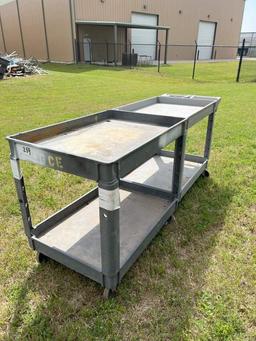 (2) PLASTIC ROLLING JOB CARTS APPROX. 24”X44”X34”