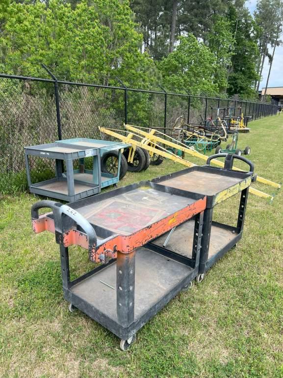 (2) PLASTIC ROLLING JOB CARTS APPROX. 24”X44”X34”