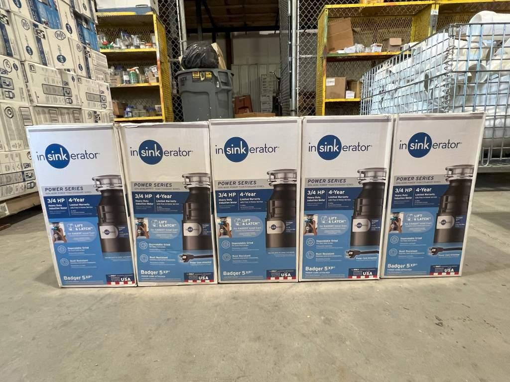 (5) INSINKERATOR POWER SERIES BADGER 5 XP 3/4 HP DISPOSAL