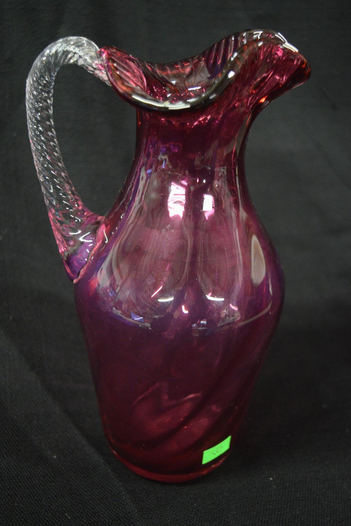 CRANBERRY SPIRAL FENTON PITCHER!