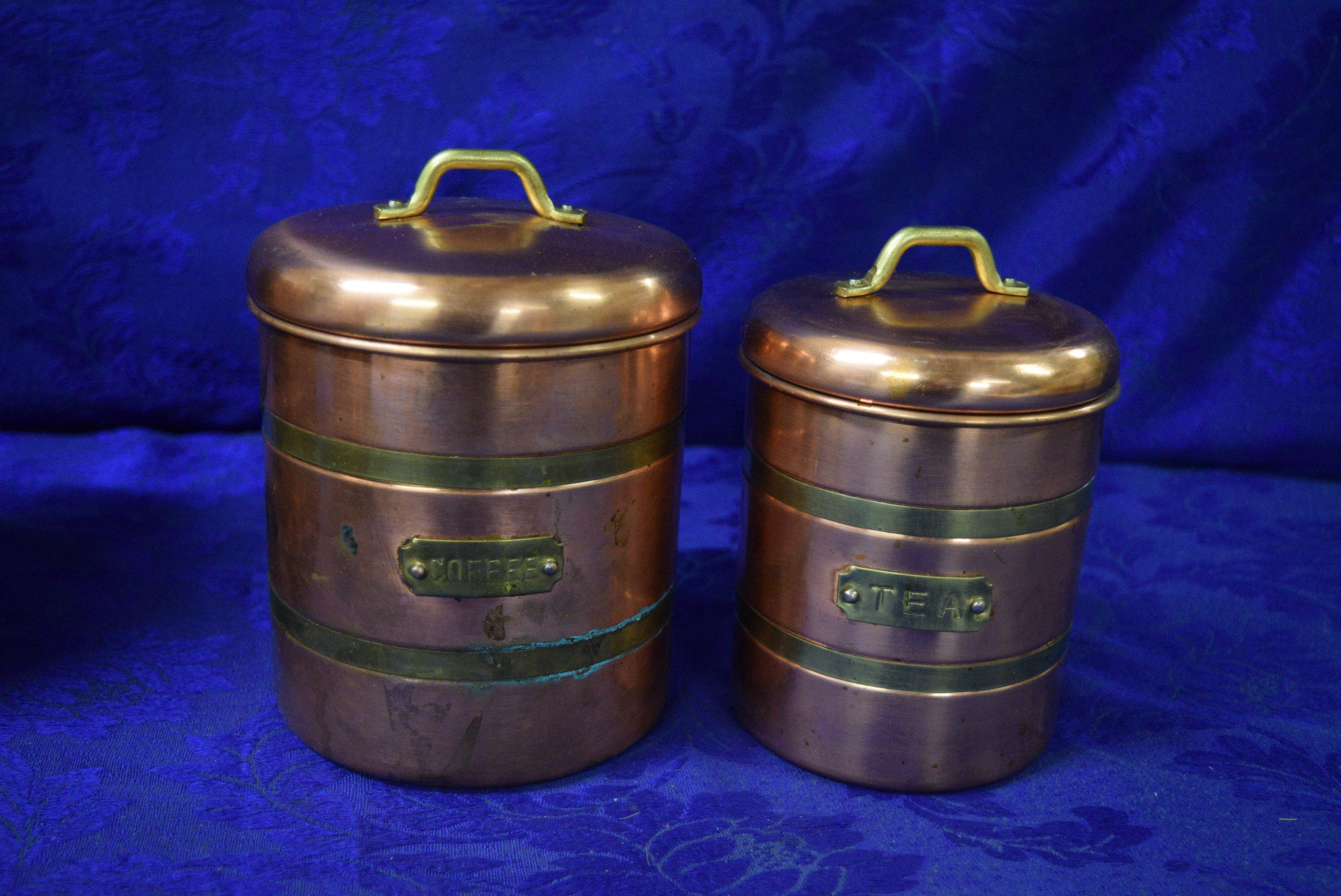 VINTAGE COPPER KITCHEN CANISTERS!