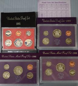 4 UNITED STATES PROOF SETS!