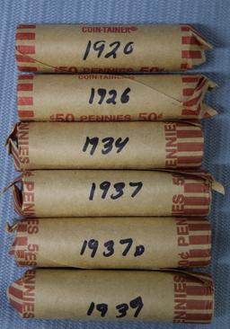 6 ROLLS OF EARLY 1900'S PENNIES!