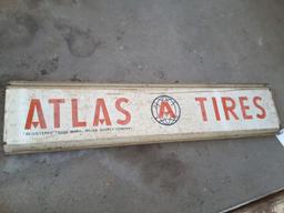 Approx. 16"t By Approx. 72"w Atlas Tires Steel Double Sided Sign