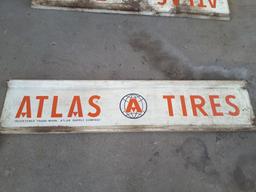 Approx. 16"t By Approx. 72"w Atlas Tires Steel Double Sided Sign