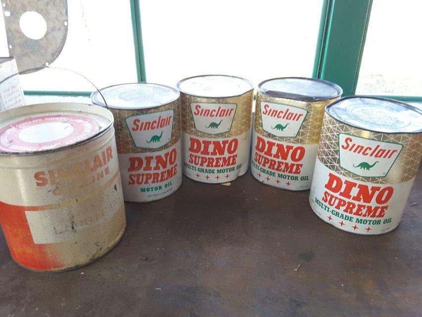 5- Sinclair Supreme Grade Motor Oil Cans