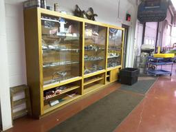 12'l Wood Glass Front Display Shelf, Approx. 78"t X 16"d